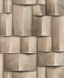Non-woven tapet med træmotiv geometrisk beige, brun 3D-look