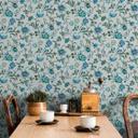 Papel pintado no tejido flores, hojas naturaleza floral en verde