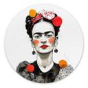 Billede Frida Kahlo pop art-portræt - Jaszke - rund – print på aluminium (Alu-Dibond)