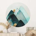 Wall Sticker Abstrakte bjerge i guld og blå - SpaceFrog Designs