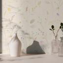 Pastelhvidt engblomstertapet - Ikke-vævet tapet akvarel look luftig blomstret