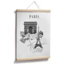 Love your City - Paris schwarz-weiß Poster Zeichnung