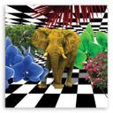 Canvasbillede, Farverig elefant
