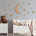 Decoración en madera para habitación infantil Luna y estrellas - MDF nature