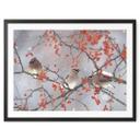 Póster Li - Tres pájaros en un paisaje invernal