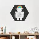 Sekskantet Billede regnbuerobot Sleep Laugh Create - Treechild - aluminium dibond