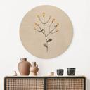 Cuadro de madera Planta delicada con flores amarillas - Goed Blauw - Redondo