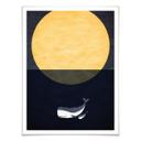 Póster Kubistika - Luna llena sobre el mar