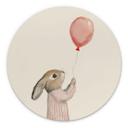 Billede Sød kanin med ballon - Treechild - rund – print på aluminium (Alu-Dibond)