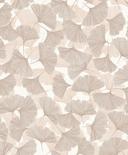 Papel pintado no tejido 3D, hojas naturaleza floral mate en beige marrón