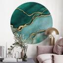 Vinilo decorativo de mármol verde dorado - Haase - Redondo