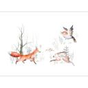 Børneværelse tapet ForestFriends hvid orange - non-woven tapet Designwalls 2 - 2,55 x 3,5 m