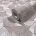 Papel pintado no tejido 3D, hojas naturaleza floral mate en beige marrón