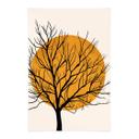 Póster de tela Cubistika - Sol dorado detrás de un árbol