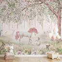 Fotomural de habitación infantil bosque de cuento con unicornios - Kikki Belle