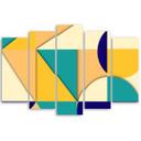 Lærredstryk 5 stykker, geometriske abstraktionsformer
