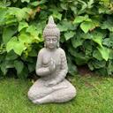 Statuette Lao Bouddha en pierre artificielle décoration de jardin et extérieurs,  gris - 20x15x33 cm