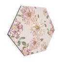Sekskantet Billede Dahliaer Shabby Chic Pink - Blomsterdekoration - Aluminium Dibond