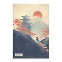 Stofbillede solopgang over pagoden | Japan landskabsillustration - Roze