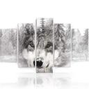 5 stykke lærredsprint, Wolf Forest Animal Grey