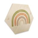 Hexagon Hout Nouveauprints - Aquarel Regenboog