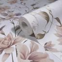 Ikke-vævet tapet blomster, blade blomstret natur mat i hvid grøn