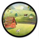 Plakat Farverig gård i bjergene - DigitalArtsi - Round