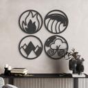 MDF-dekoration De fire elementer - ild vand jord luft (4 dele)