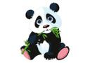 Decoración de ventana con un panda comilón