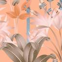 Grafisk jungle tapet orange farverig - non-woven tapet palmeblade