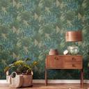 Papel pintado tejido-no tejido jungla verde hojas de palmera papel pintado motivo naturaleza verde oscuro