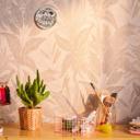 Designerfleecetapet med fine blade i beige-creme - stilfuldt tapet