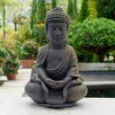 Meditative Deko Buddha Statue sitzend Bronze-Optik - 19x31 cm