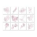 Azulejos Adhesivos Contornos Hojas Rosa - Lote de 12