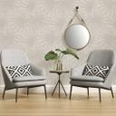 Papel pintado Selva gris claro crema - Papel pintado no tejido con hojas