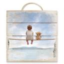 Baby og bamse - Træ print 