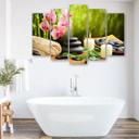 5 stykke lærred print Zen Spa Stones blomster