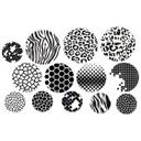 Sticker mural Cercles avec motifs, couleur noir et blanc (13 pièces)