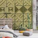 Vintage geometrisk tapetmaleri - olivengrønt gitterdesign