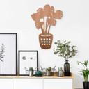 Decoración en madera planta monstera - caoba