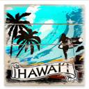 Cuadro de madera Hawaii - Estilo cómic - 40x41,5 cm