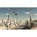 Papier peint photo Approche d'atterrissage 3D Ville de science-fiction