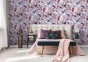 tapet, non-woven blomstertapet Flora pink, hvid