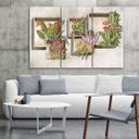 3 stykke lærredsprint, firkantede æsker hylder med blomster
