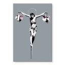 Billede Banksy - Jesus Kristus med indkøbsposer – print på aluminium (Alu-Dibond)