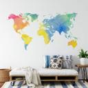 Wallsticker - Verdenskort i vandfarver
