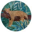 Leopard i smaragdgrøn jungle Fototapet - Manovski - Rund - vliesetapet/selvklæbende non-woven tapet