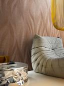 Ikke-vævet tapet i kunstnerisk bølgelook og beige, rød bølge