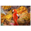 Canvasbillede, Flamingo guld dyr