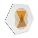 Hexagone - Alu-Dibond Nouveauprints - Cercles et triangles orange et marron